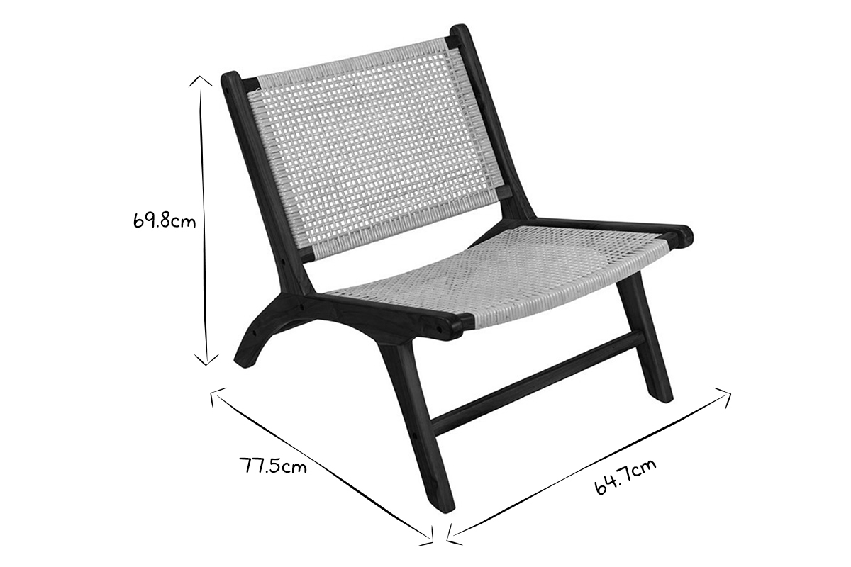 Sessel aus walnussfarbenem Massivholz und natrlichem Rattan HAMMA