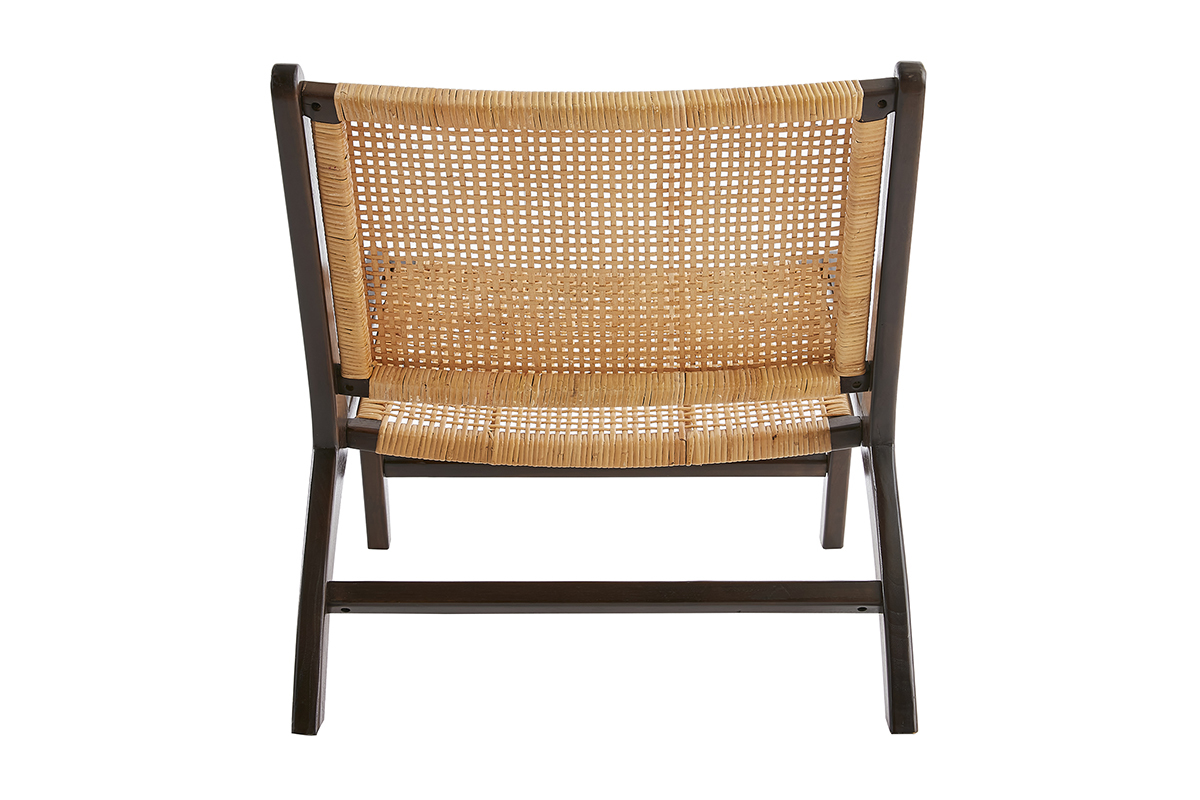 Sessel aus walnussfarbenem Massivholz und natrlichem Rattan HAMMA
