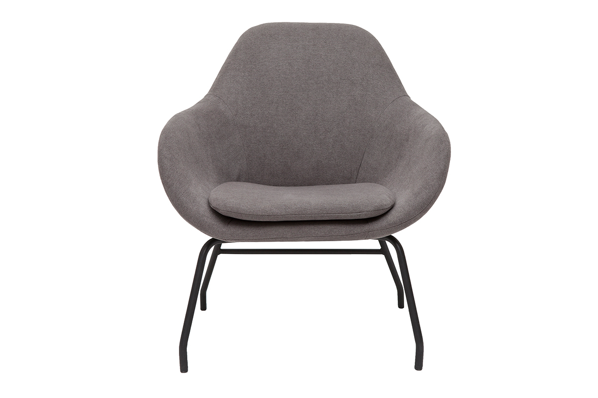 Sessel grauer Stoff mit Samteffekt und schwarzes Metall MAYNE