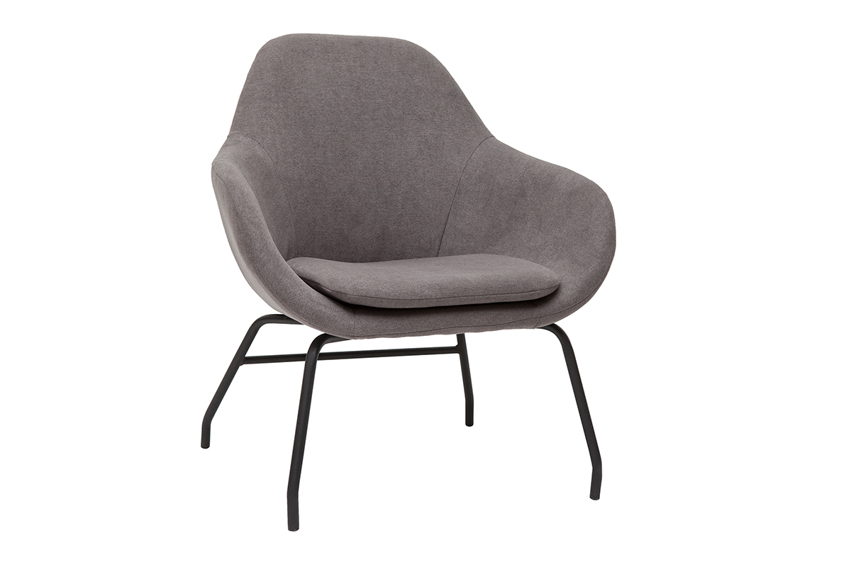 Sessel grauer Stoff mit Samteffekt und schwarzes Metall MAYNE