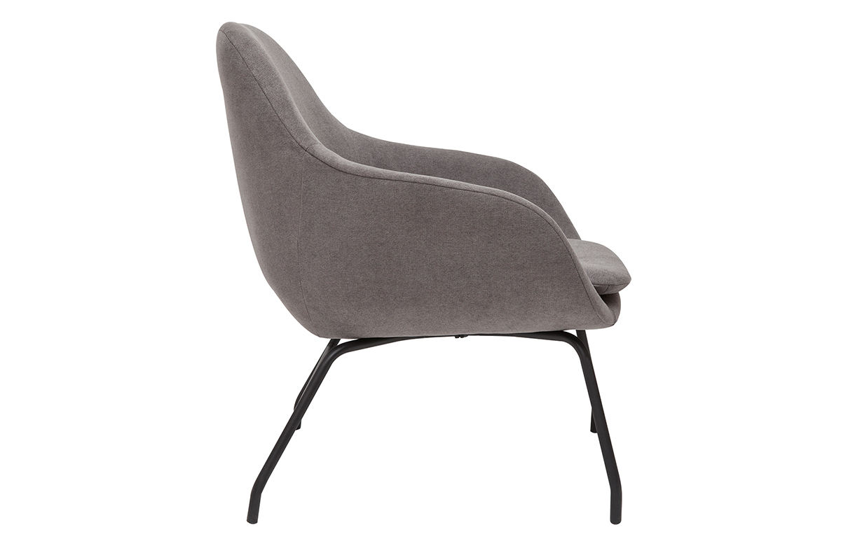 Sessel grauer Stoff mit Samteffekt und schwarzes Metall MAYNE