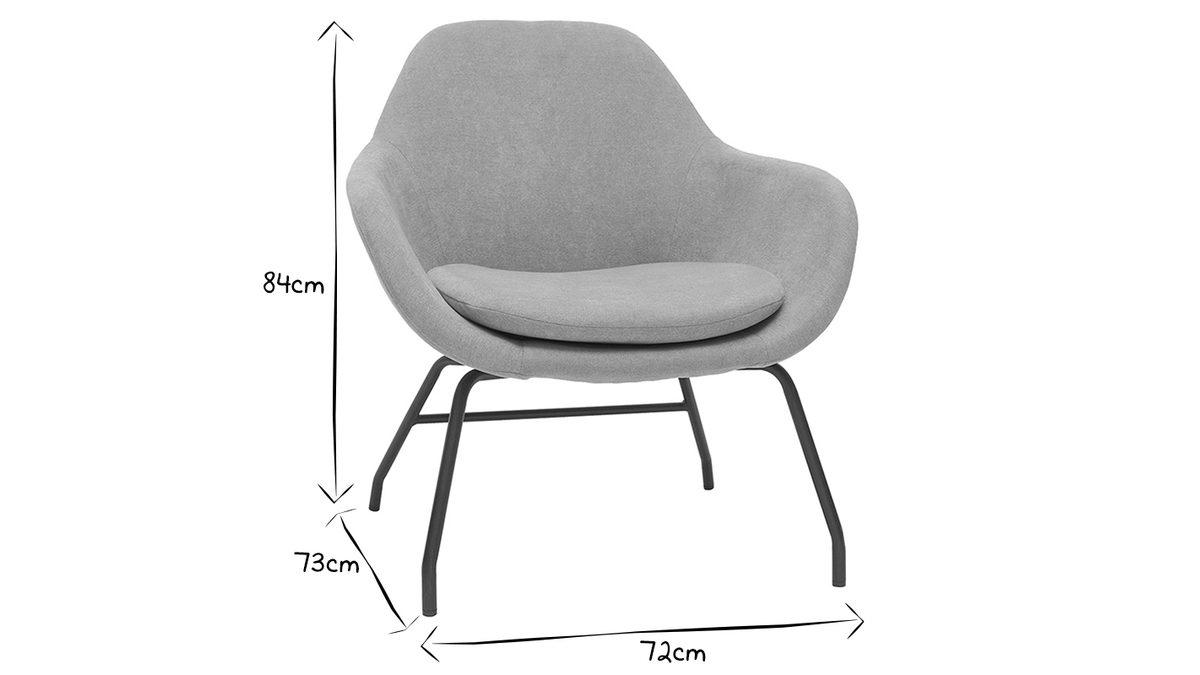 Sessel grauer Stoff mit Samteffekt und schwarzes Metall MAYNE