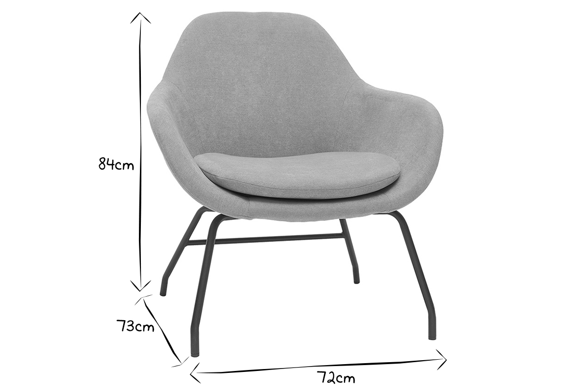 Sessel grauer Stoff mit Samteffekt und schwarzes Metall MAYNE