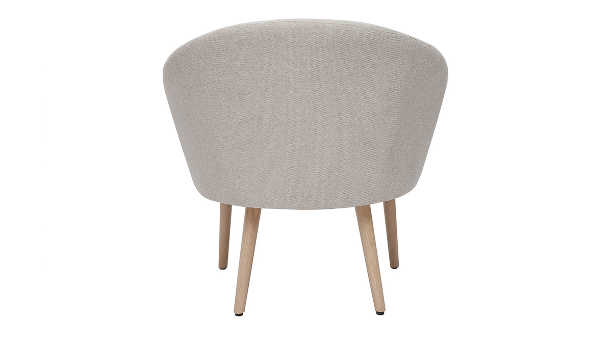 Sessel im beigen Samtdesign mit hellen Holzfüßen OLIVIA
