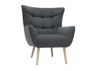 Sessel im dunkelgrauen Samtdesign beige Holzfüße AVERY