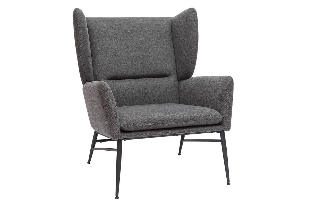Sessel im dunkelgrauen strukturiertem Samtdesign COME