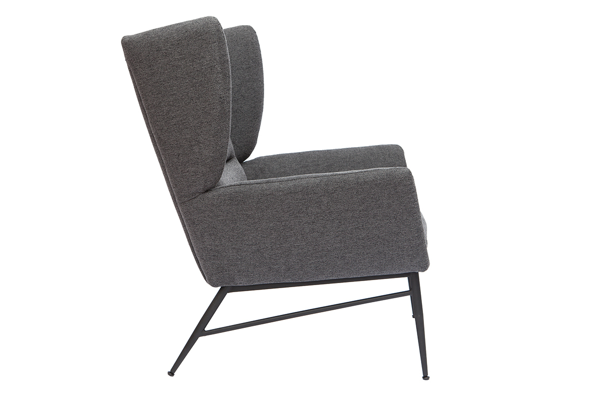 Sessel im dunkelgrauen strukturiertem Samtdesign COME