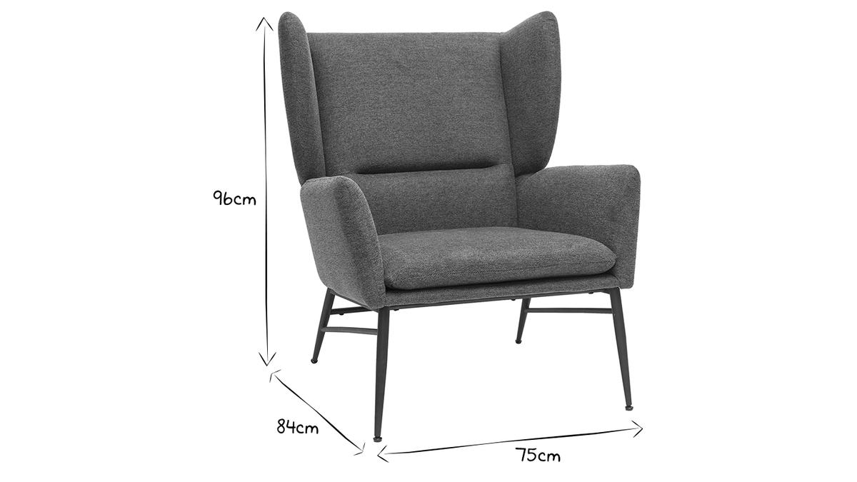 Sessel im dunkelgrauen strukturiertem Samtdesign COME