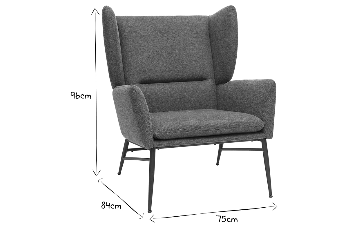 Sessel im dunkelgrauen strukturiertem Samtdesign COME