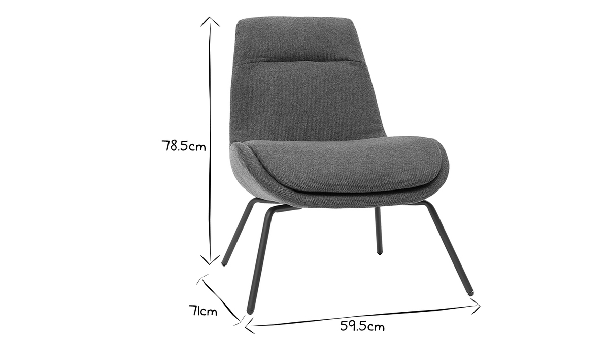 Sessel im dunkelgrauen strukturiertem Samtdesign GILLY