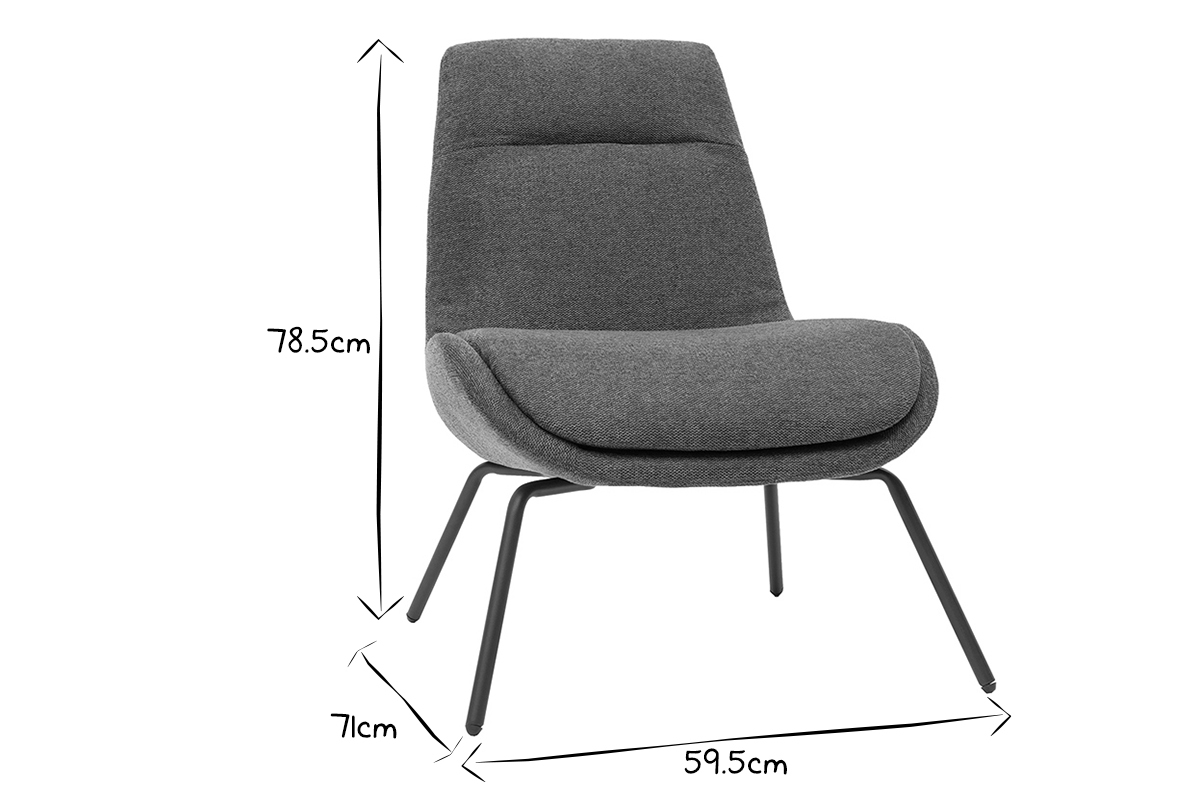 Sessel im dunkelgrauen strukturiertem Samtdesign GILLY