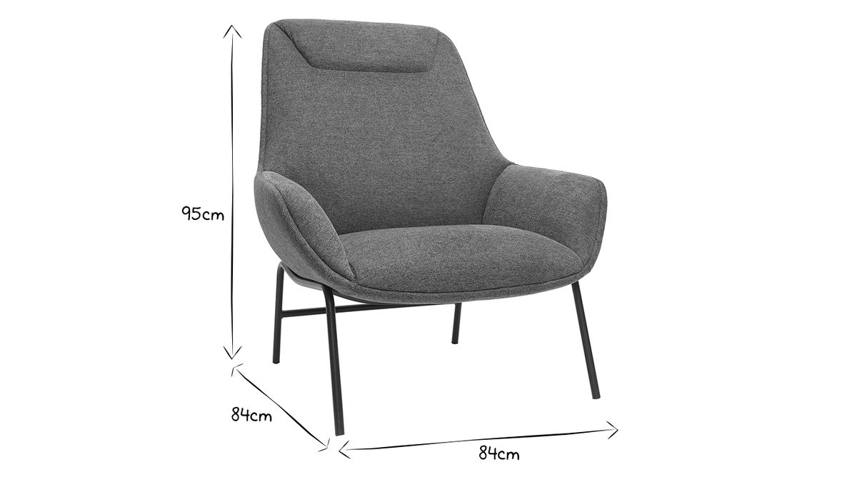 Sessel im dunkelgrauen strukturiertem Samtdesign MARCEAU