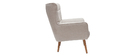Sessel im gemustertem Samtdesign beige Holzfüße AVERY