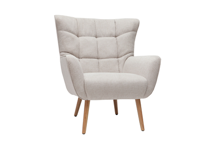 Sessel im gemustertem Samtdesign beige Holzfüße AVERY