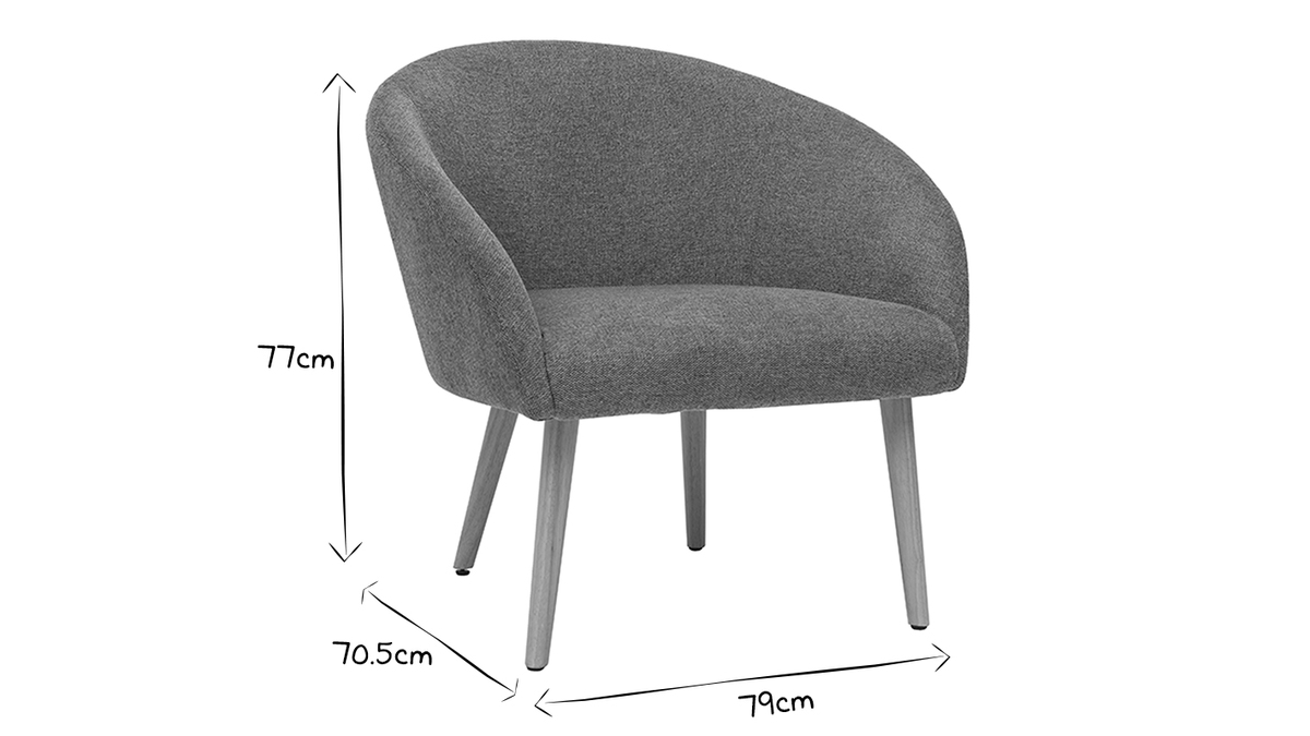 Sessel im grauen Samtdesign mit hellen Holzfüßen OLIVIA