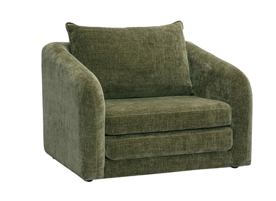 Sessel in Textil mit strukturiertem Samteffekt in Khaki-Grün MAHAUT