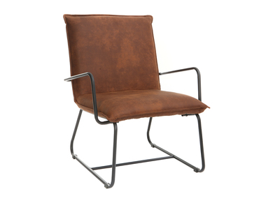 Sessel PU Braun und Metallgestell Schwarz MERCY