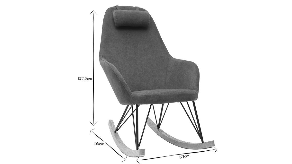 Sessel Schaukelstuhl Samteffekt Blau Fe Metall und Holz JHENE