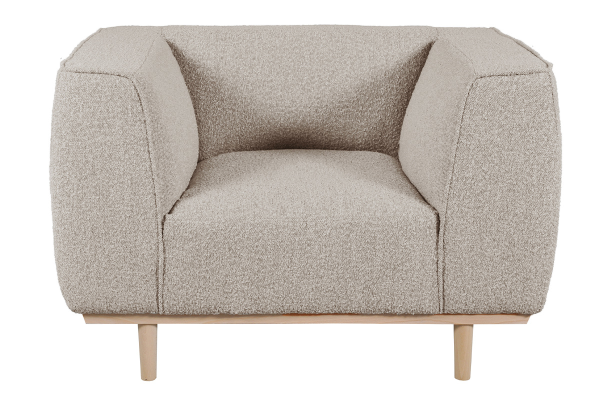 Sessel Skandinavisch aus taupefarbenem Boucl-Stoff MORRIS