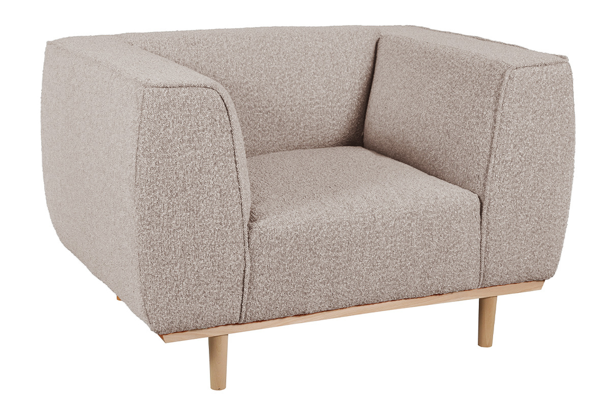 Sessel Skandinavisch aus taupefarbenem Boucl-Stoff MORRIS