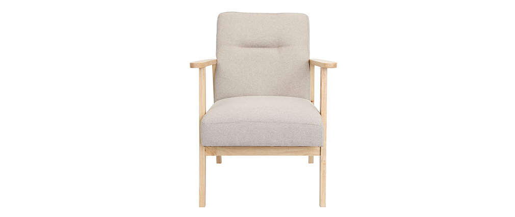Sessel skandinavisch beige helles Holz ABYSS - Miliboo