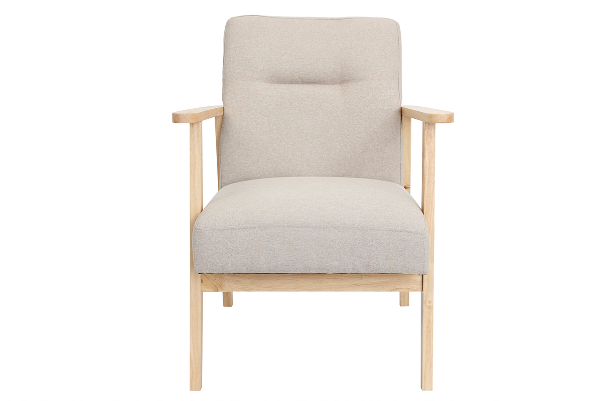 Sessel skandinavisch beige helles Holz ABYSS