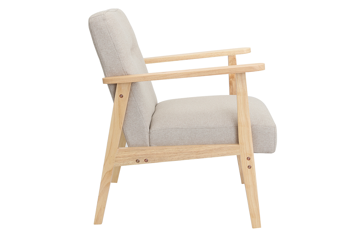 Sessel skandinavisch beige helles Holz ABYSS