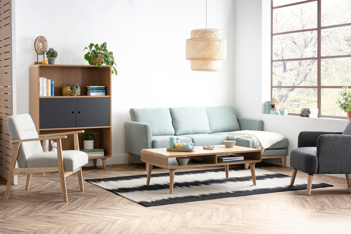Sessel skandinavisch beige helles Holz ABYSS