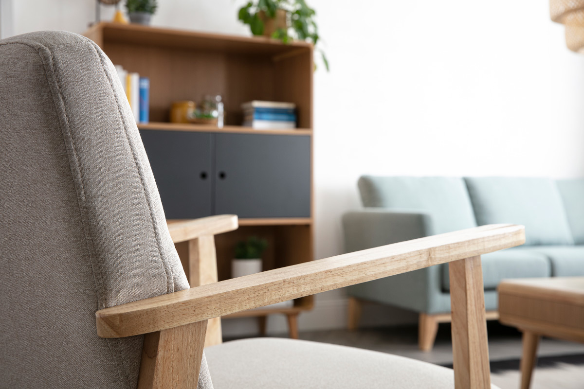 Sessel skandinavisch beige helles Holz ABYSS