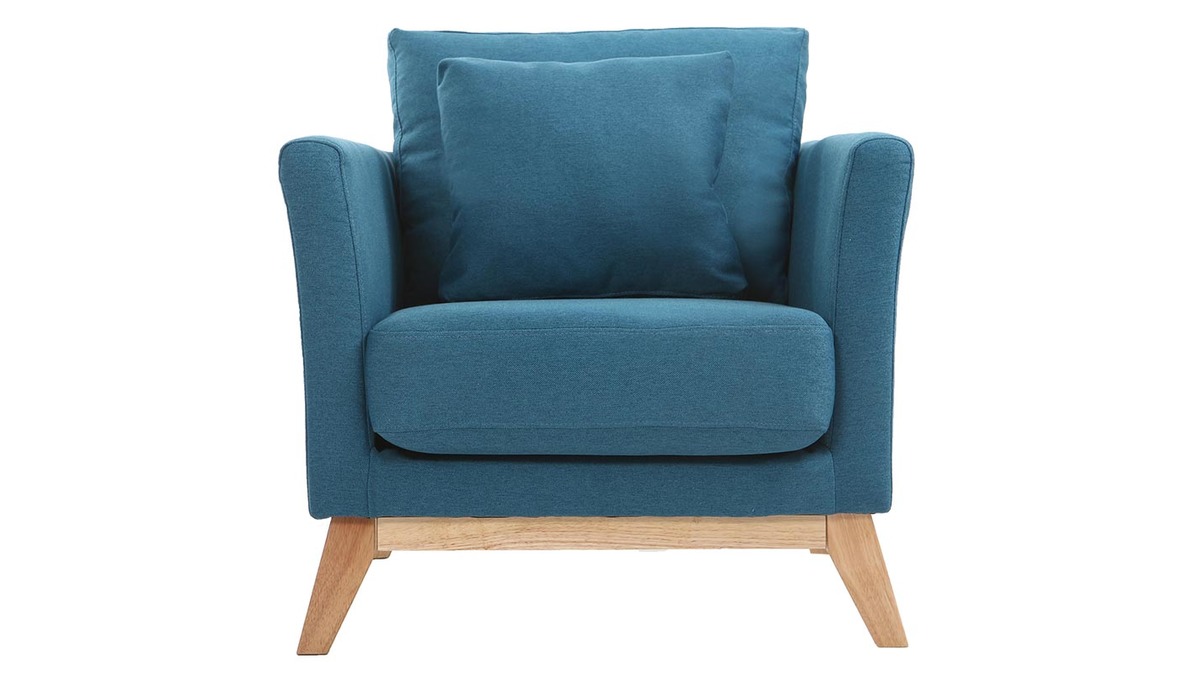 Sessel skandinavisch Blaugrün Füße aus hellem Holz OSLO