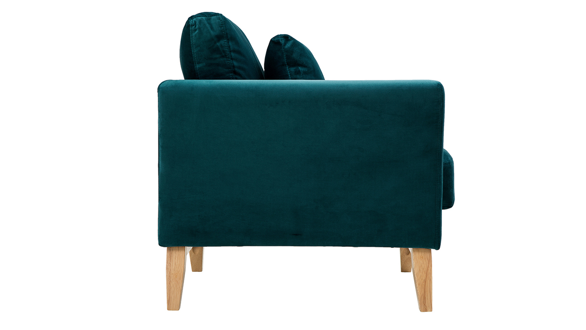 Sessel skandinavisch Dunkelblau und Füße aus hellem Holz OSLO