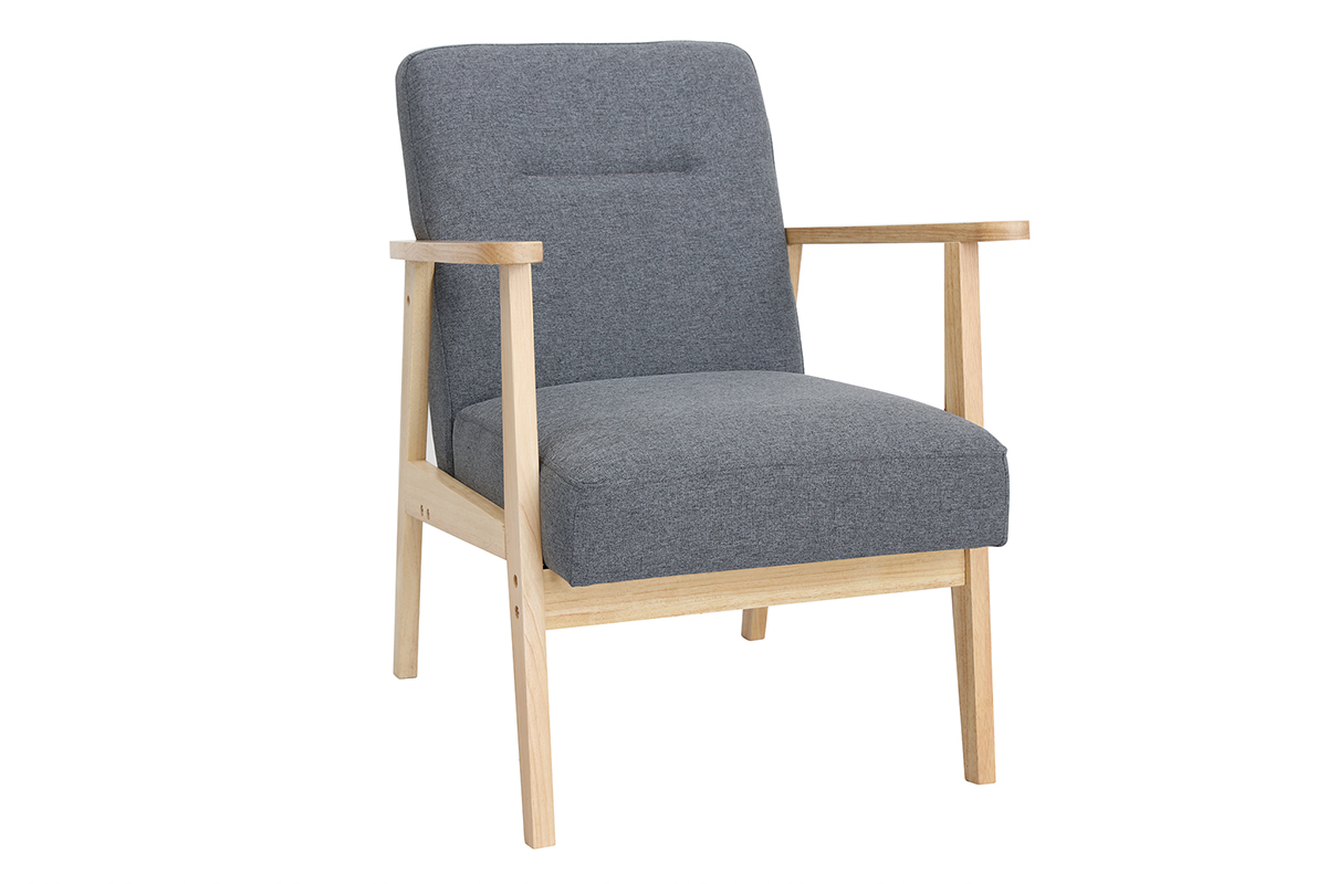 Sessel skandinavisch grau helles Holz ABYSS