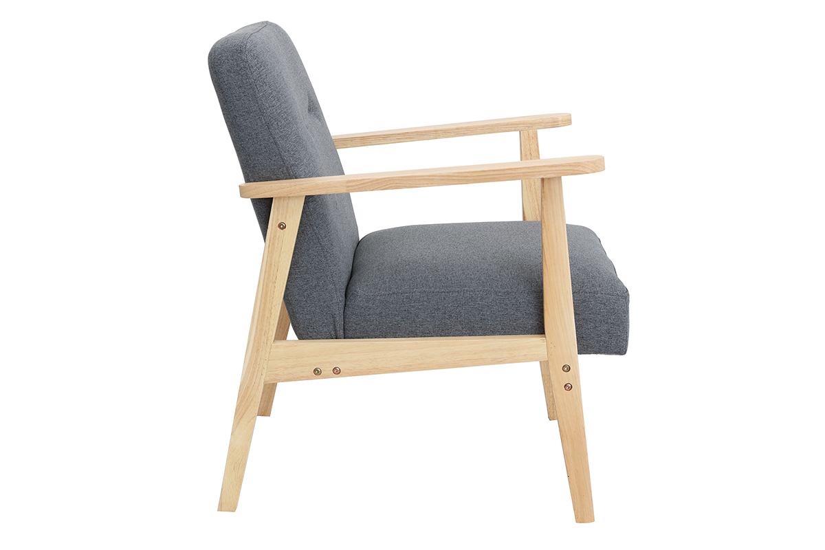 Sessel skandinavisch grau helles Holz ABYSS