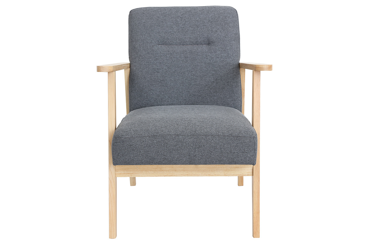 Sessel skandinavisch grau helles Holz ABYSS