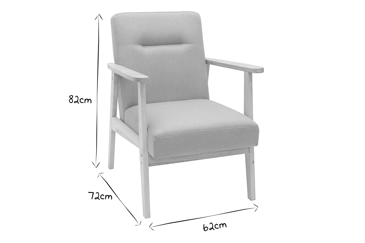 Sessel skandinavisch grau helles Holz ABYSS