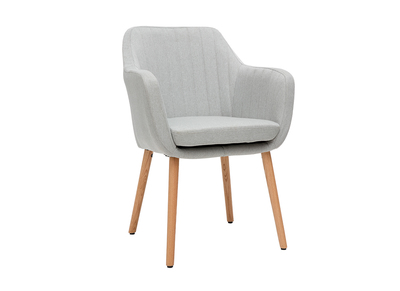 Sessel skandinavisch Hellgrau und Füße aus Eichenholz ALEYNA