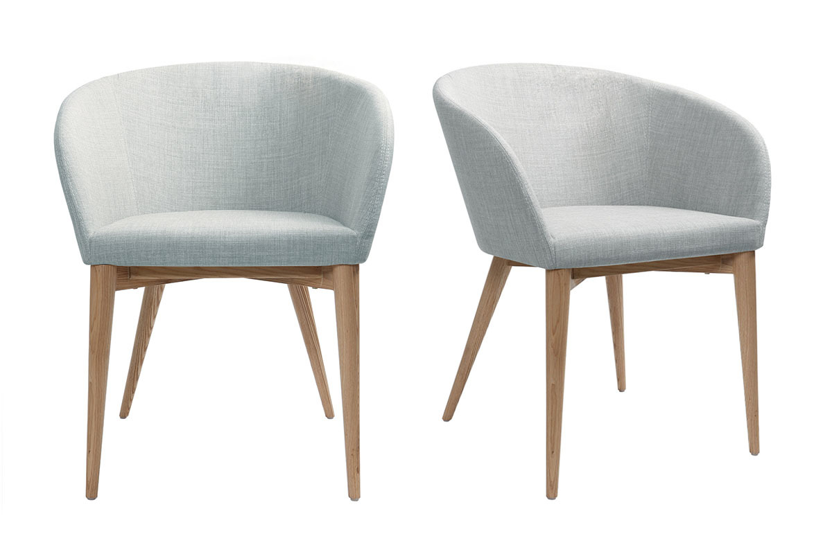 Sessel skandinavisch Hellgrau und Holz 2er-Set DALIA