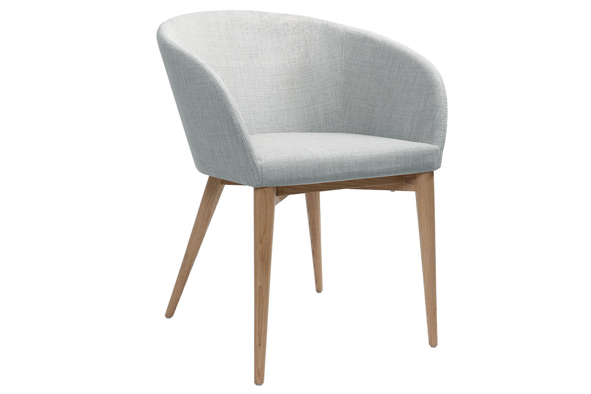 Sessel skandinavisch Hellgrau und Holz 2er-Set DALIA