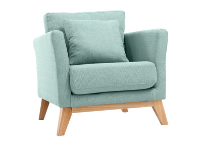 Sessel skandinavisch Lagunenblau und Füße aus hellem Holz OSLO