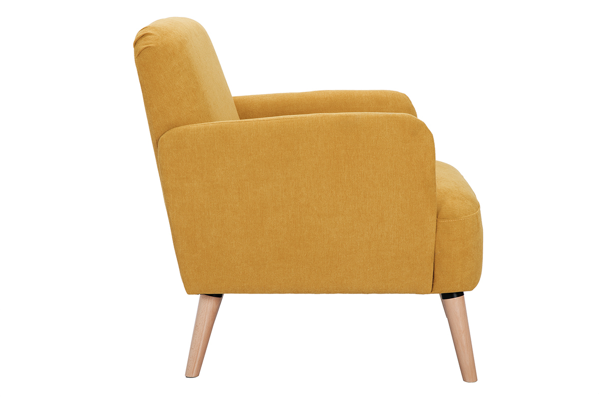 Sessel skandinavisch Senfgelb und Holz ISKO