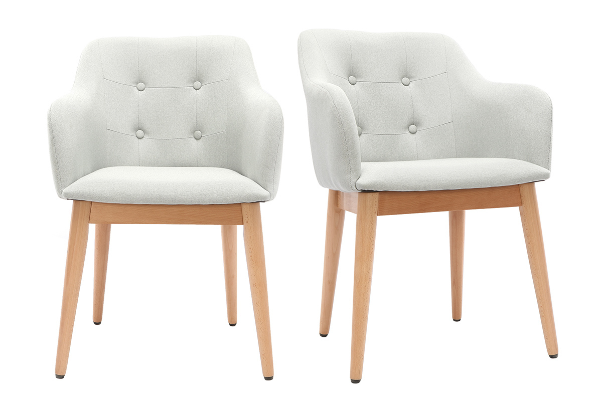 Sessel skandinavisch Stoff Hellgrau und F��e aus Holz 2er-Set BALTIK