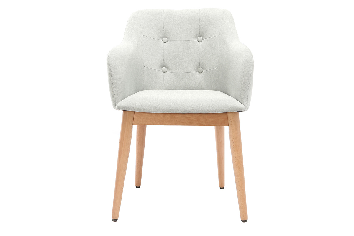 Sessel skandinavisch Stoff Hellgrau und F��e aus Holz 2er-Set BALTIK