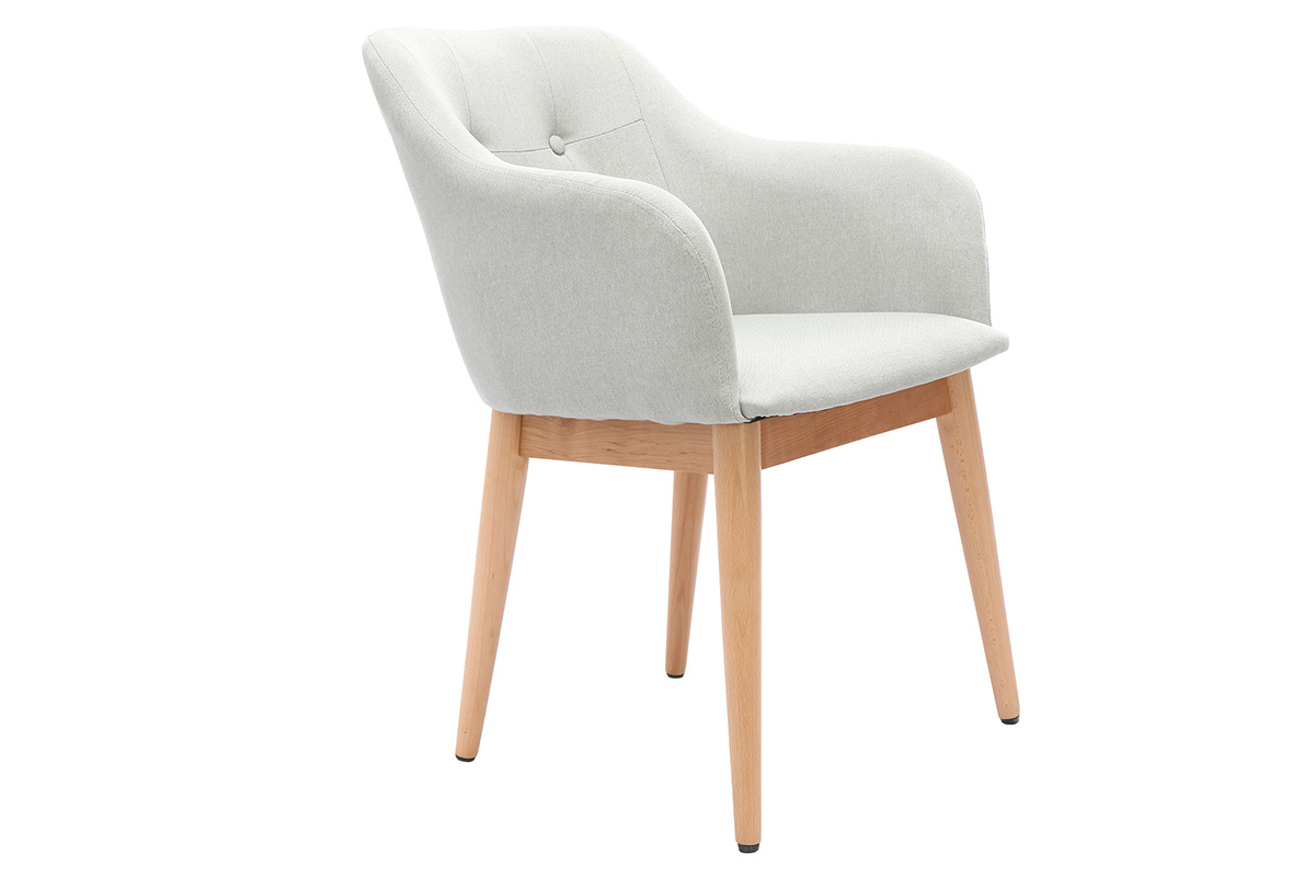 Sessel skandinavisch Stoff Hellgrau und F��e aus Holz 2er-Set BALTIK