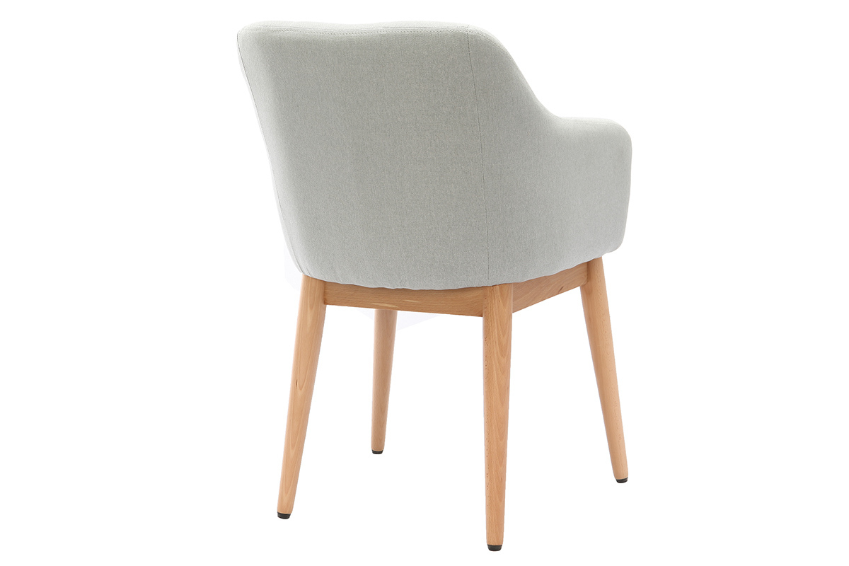 Sessel skandinavisch Stoff Hellgrau und F��e aus Holz 2er-Set BALTIK