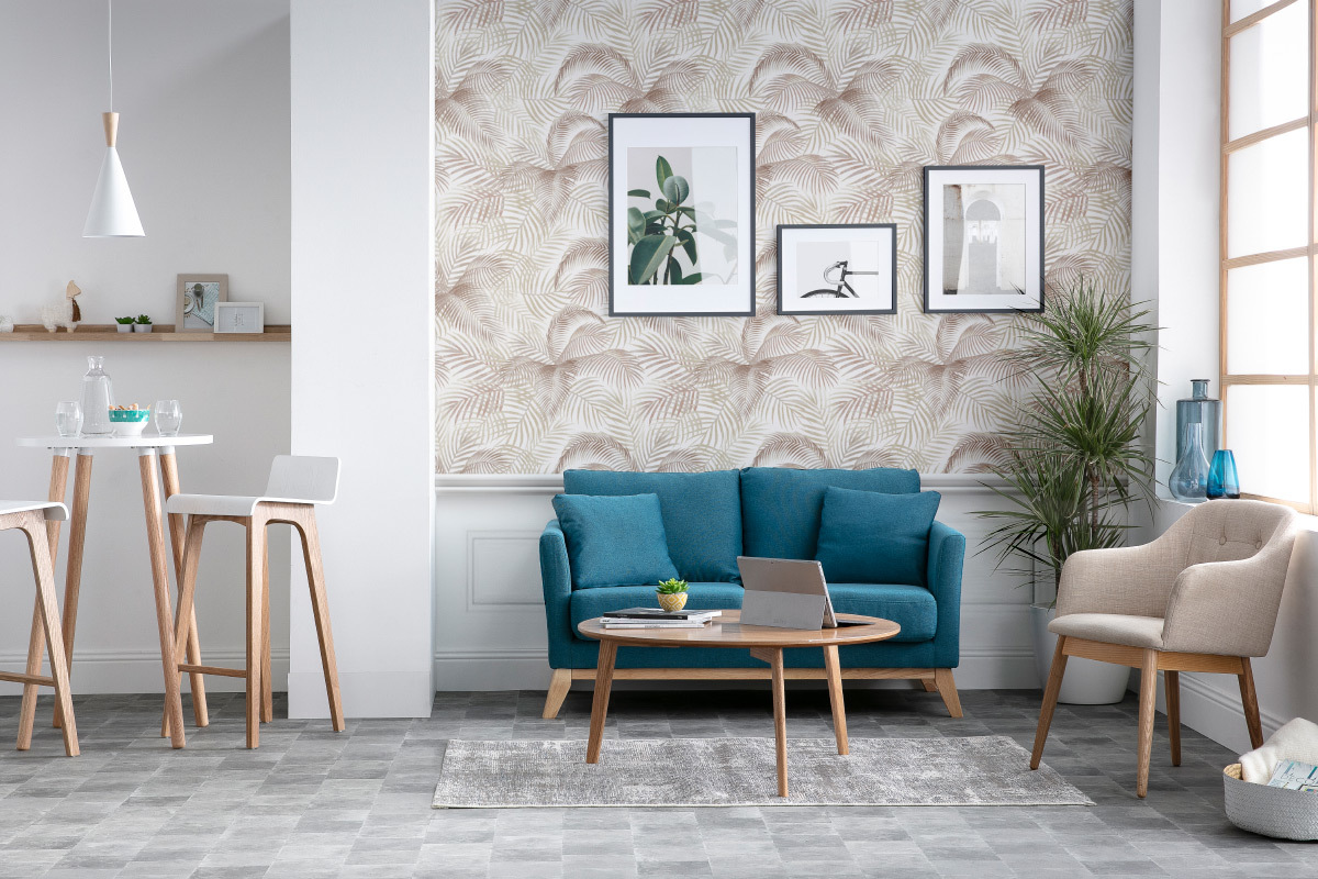 Sessel skandinavisch Stoff Hellgrau und F��e aus Holz 2er-Set BALTIK