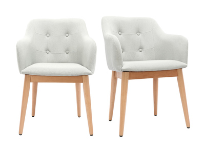 Sessel skandinavisch Stoff Hellgrau und F&uuml;&szlig;e aus Holz 2er-Set BALTIK