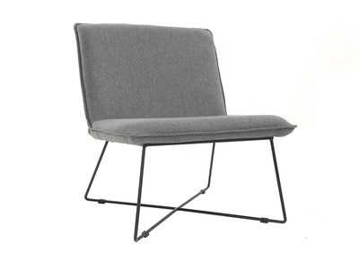 Sessel Stoff Dunkelgrau und Metallgestell Schwarz PILO