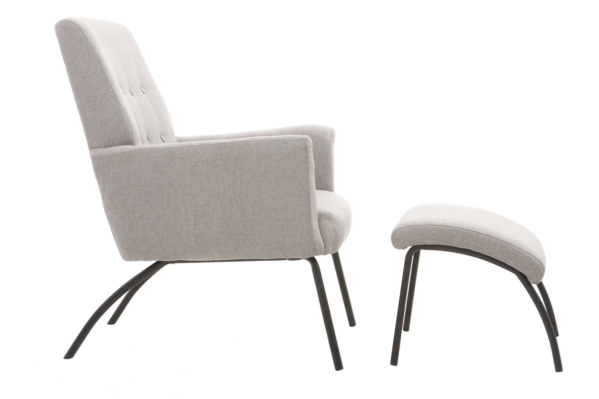 Sessel und Fu�st�tze zeitgen�ssisch Stoff Grau ULYSSE