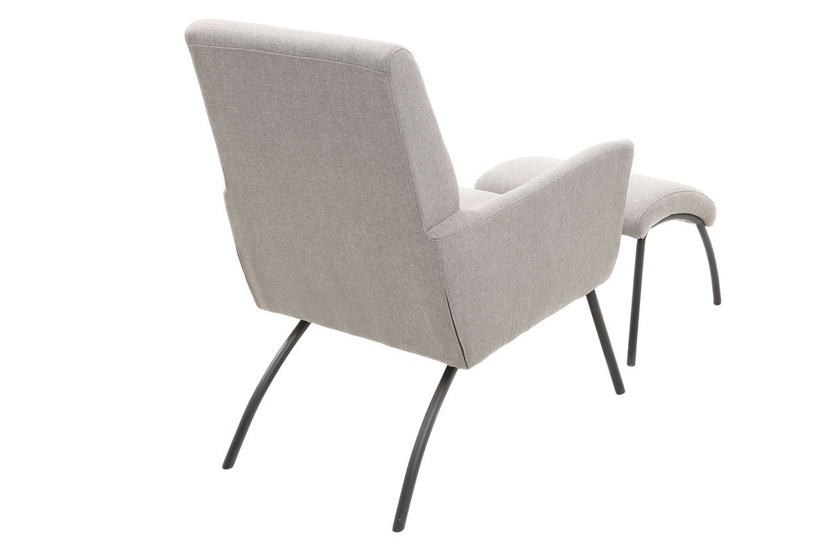 Sessel und Fu�st�tze zeitgen�ssisch Stoff Grau ULYSSE