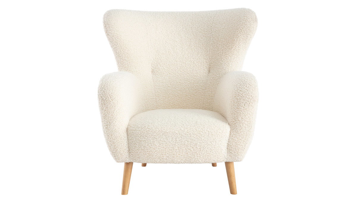 Sessel weißer Stoffbezug mit Bouclé-Effekt KORO